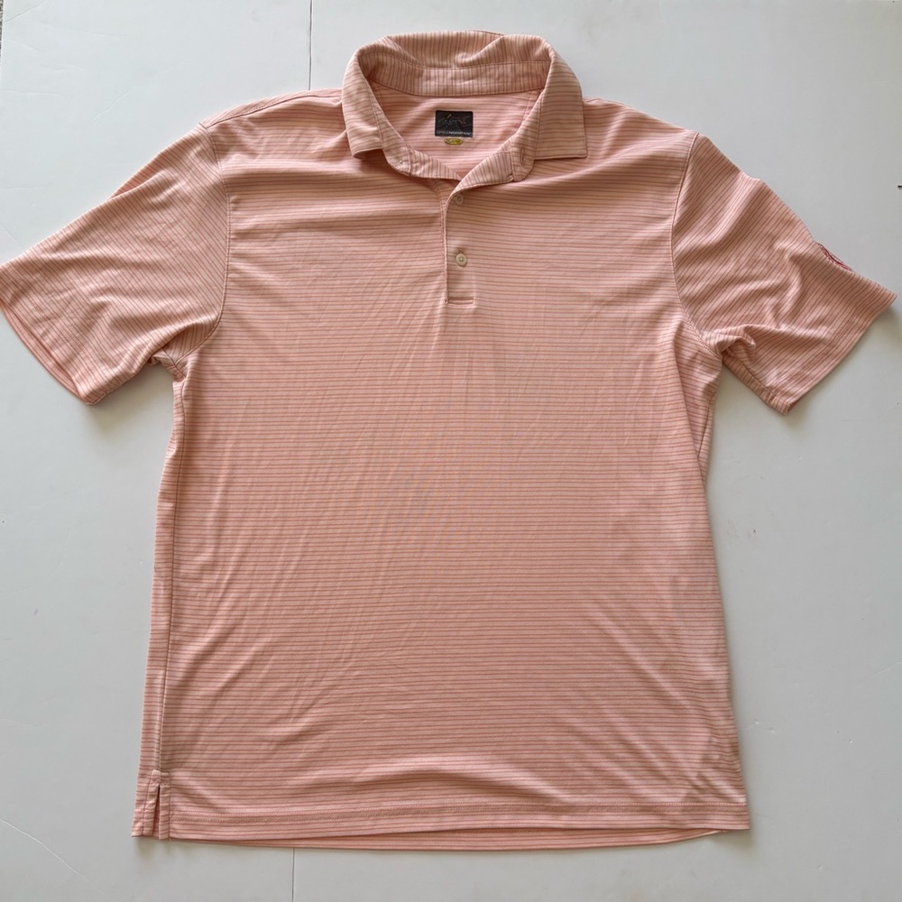 Greg Norman Collection Men's Thin-Striped Polo in Light Orange Dobson Ranch L